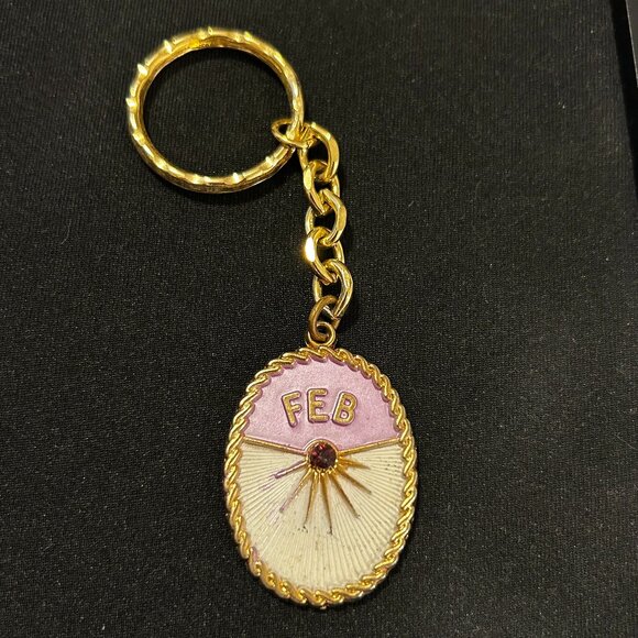 Enamel, Rhinestone Key Chain (February) - Picture 1 of 2